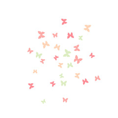 Spring Background with Colorful Butterflies. Simple Feminine Pattern for Card, Invitation, Print. Trendy Decoration with Beautiful Butterfly Silhouettes. Vector Background with Moth