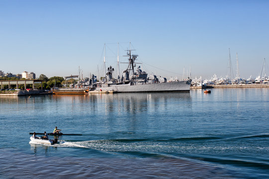 Warship in the port of Athens