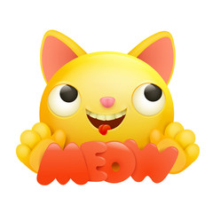 Yellow emoji cartoon cat character icon