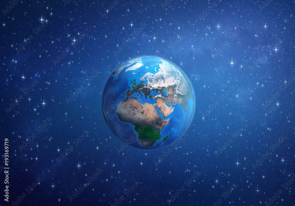 Wall mural planet earth. europe, africa and asia from space.