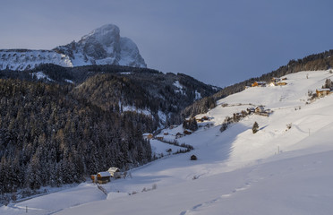 Fototapeta na wymiar Winter landscape, Dolomites mountains, Italy, South Tyrol 