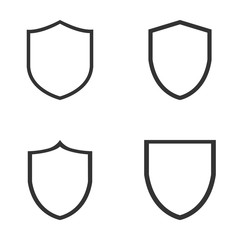 Shield icon. Vector illustration. Protectoin sign. Set. Flat design.