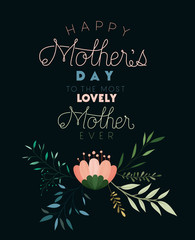 lovely mom for ever handmade postcard vector illustration design