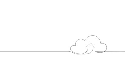 Single continuous line art cloud storage silhouette.Cloud computing global big data information web exchenge concept design one sketch doodle outline drawing vector illustration