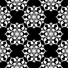 White floral seamless pattern on black background