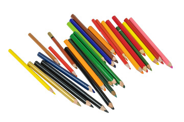 Color drawing pencils on a white background, isolated