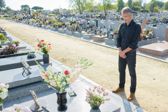 mourner in  a cemetary