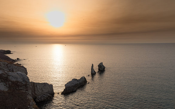 Tramonto d'estate a Terrasini al mare.