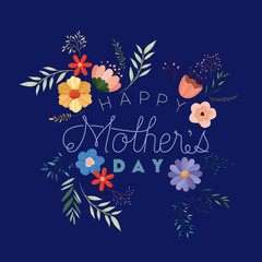 happy mothers day handmade font postcard vector illustration design