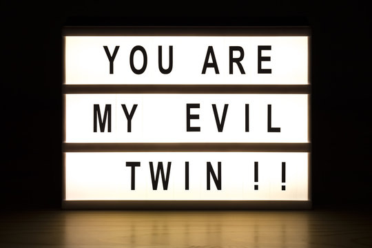 You Are My Evil Twin Light Box Sign Board
