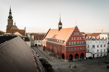Rathaus der Stadt Greifswald von oben