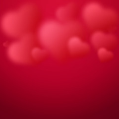 Valentines day vector illustration. Red blurred hearts isolated