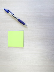 pen and sticker on the office table