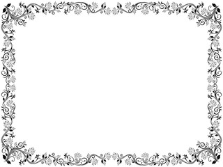 Floral frame with leaves and flowers
