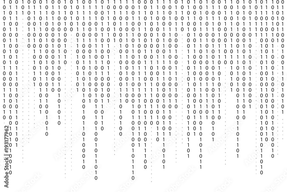 Fototapete Binary code background. Falling, streaming binary code background. Digital technology wallpaper