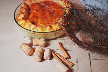 Traditional pot pie for a festive family dinner. Made yeast or d