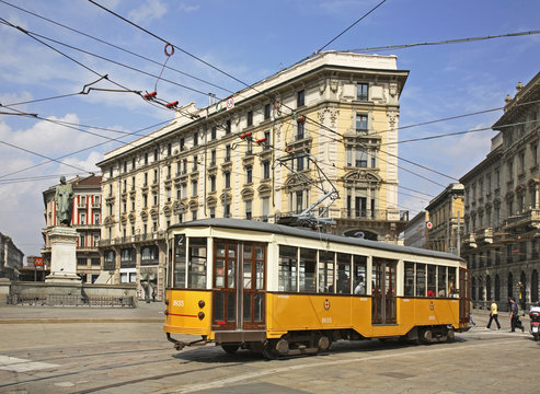 Cordusio square in Milan. Lombardy. Italy