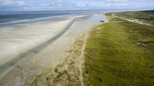Beach at island Schiermonnikoog, protected nature reserve and popular for tourism.