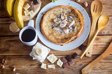 breakfast pancakes and coffee