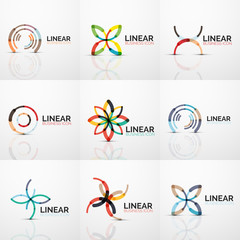 Abstract line geometric line business icons flowers