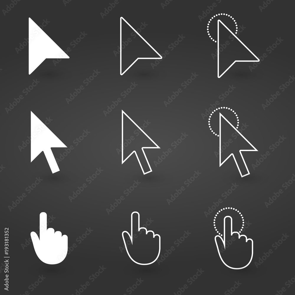 Poster hand and arrow cursor icon. computer icons universal set for web and mobile. vector illustration.