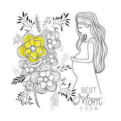 happy mothers day card with pregnancy mom. Vector illustration