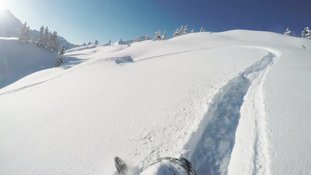 POV, snowmobiling in Eagle Pass landscape