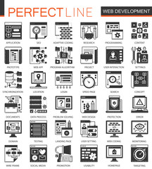 Web development black mini concept icons and infographic symbols set