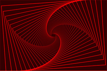 Naklejka premium Obrotowy koncentryczny prostokąt, kwadratowy wzór złudzenia optycznego - czerwony, geometryczne abstrakcyjne tło
