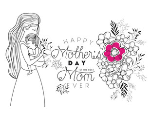 happy mothers day lifting a son vector illustration design