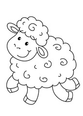 coloring book with sheep vector - obrazy, fototapety, plakaty