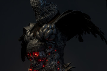 Evil, silver skull with red leds lights in eye sockets, handmade design cosplay or fantasy style