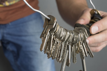 man with a big bunch of keys