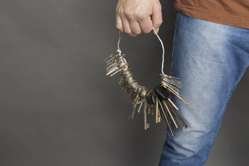 man with a big bunch of keys