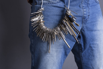man with a big bunch of keys
