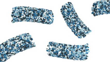 3d illustration of abstract atomic or molecular structures in form of tubes from particles as a background image. Microcosm Series 