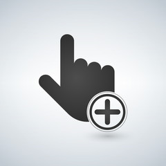 Plus add circle add new concept hand cursor icons. vector illustration.