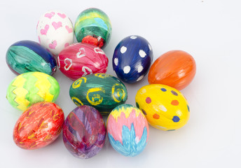 Easter eggs and white  background