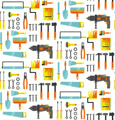 Repair tool icons flat seamless vector pattern