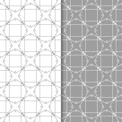 Gray and white geometric set of seamless patterns