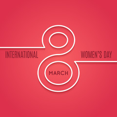 womens day 8 march line concept on red background