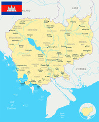 Cambodia, Map - Detailed Vector Illustration