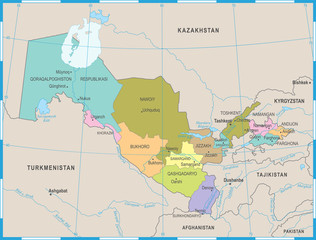 Uzbekistan Map - Detailed Vector Illustration