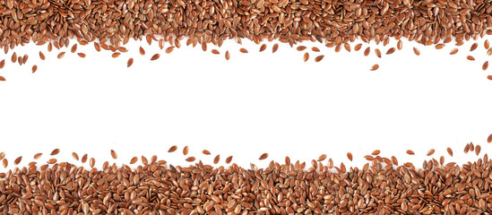 Flax grain panorama, isolated on white.