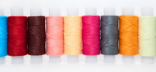 Line from colorful machine twists is on white background