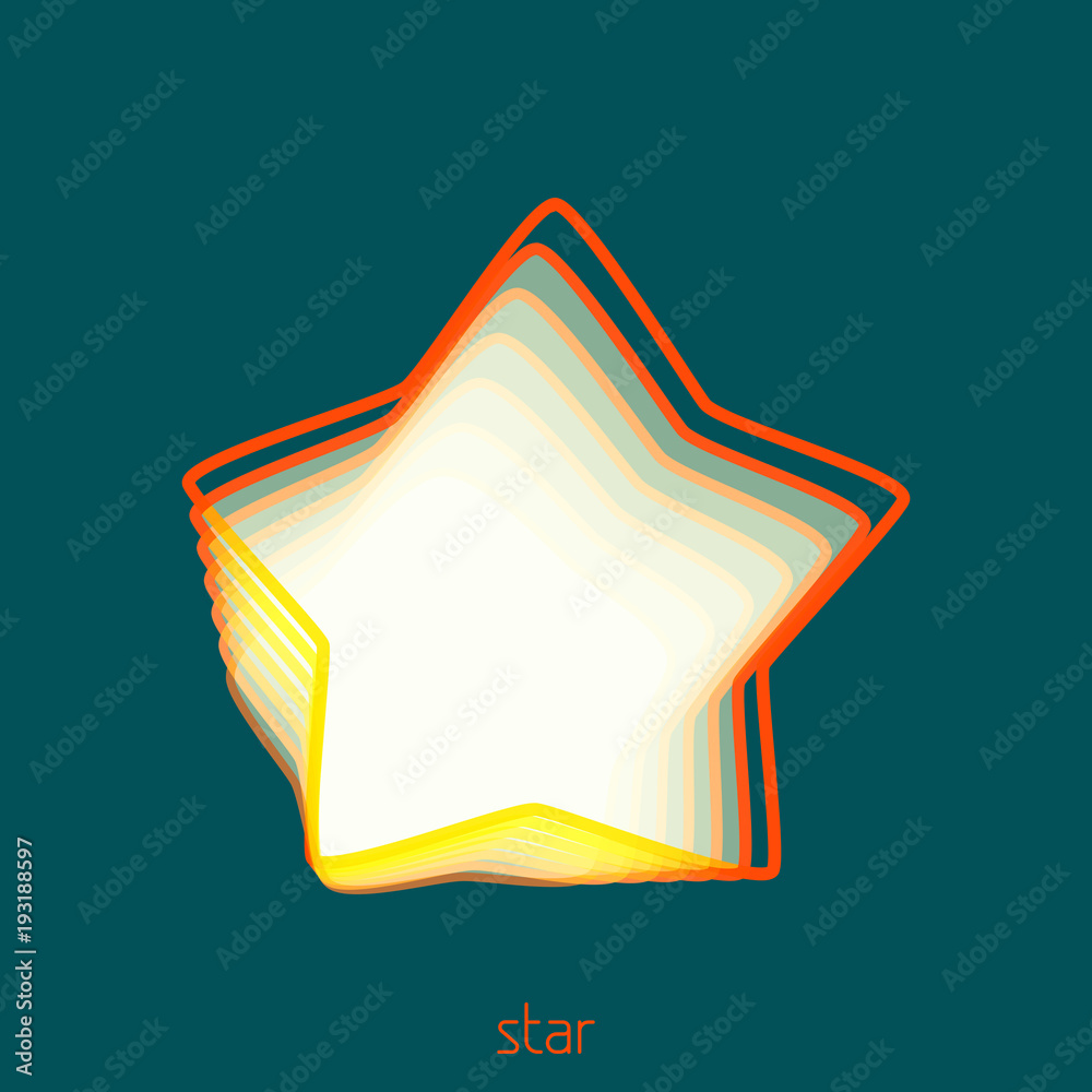 Aufkleber abstract outline star with thin orange and yellow contour. linear vector emblem