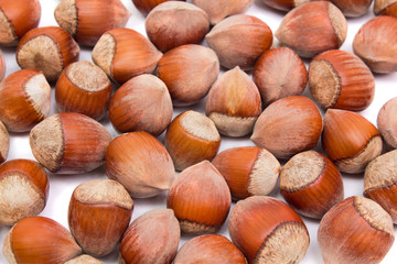 Hazelnuts. Food background, photo wallpaper.