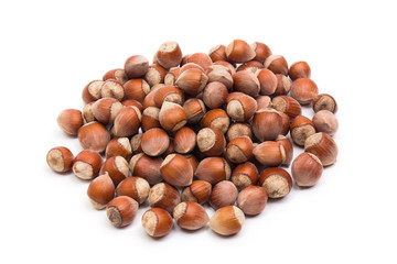 Hazelnuts. Food background, photo wallpaper.