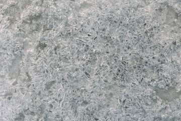 Background of frozen winter ground