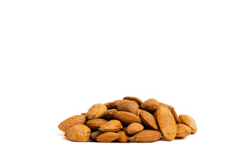 Macro view of shelled almond. Almonds in their shells.